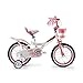 Kids bike Brisk dziewczęcy rower księżniczka rower dziecięcy z kołami treningowymi i hamulcem ręcznym różowy z tylnym siedzeniem i koszem 12 14 16 18 50 cm (rozmiar: 35 cm)