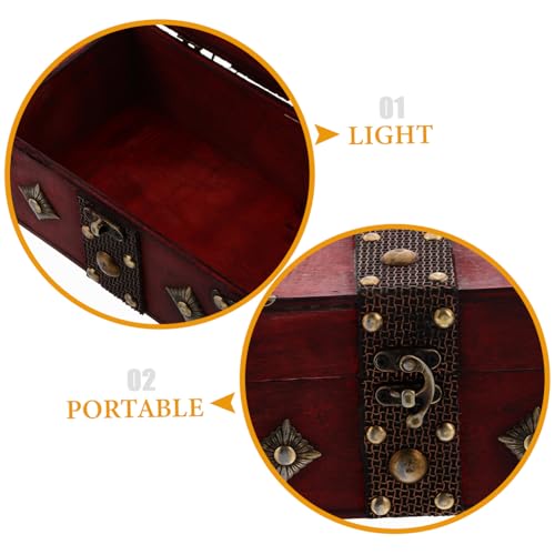 Coffre à trésors avec fermoir Healeved boîte de rangement bijoux bois - 4