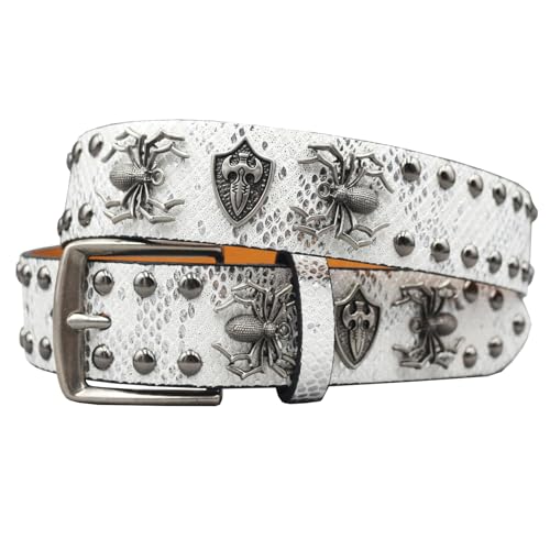 EVERBLTING Black Studded Belt Y2k Skull Belt Y2k Studded Belts for Men Women Punk Emo Gothic Skull Spiked Belts 105