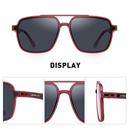 MERRY'S Polarized Sunglasses for Men Lightweight TR90 Frame Double Bridge Square Sun glasses3