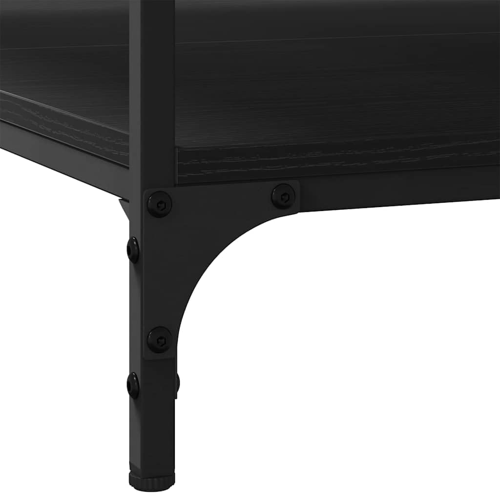 Mesa de centro negra 80 x 80 x 40 cm con estante industrial de madera y marco de hierro, diseño moderno, construcción robusta para salón, dormitorio y oficina