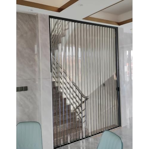 Puerta corredera plegable acordeon Interior Puerta de acordeón transparente aislada con vidrio acrílico y cerradura, puerta corrediza plegable de granero de 60, 80, 140, 150, 160, 170, 180 y 190 cm de