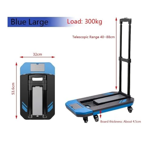 Carretilla Plegable de Mano de Metal y PP Azul miniatura 2