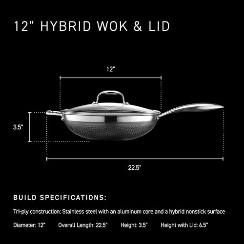 Image of HexClad 12 inch Hybrid Nonstick Wok, Dishwasher and Oven Safe, Induction-Ready