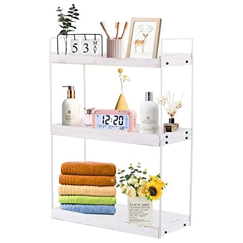 AfooBezos 3-Tier Countertop Organizer for Counter Stylish Wood Vanity Shelf Storage Skincare Tray Organizers Shelf for Bathroom Storage Organization Cover
