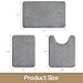 HOMEIDEAS Upgraded Bathroom Rugs Set 3 Piece, Extra Thick Absorbent Soft Memory Foam, Washable Toilet Bath Mat (Grey,17