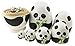 Cute Animal Theme Black and White Panda Egg Shape Wooden Handmade Nesting Dolls Matryoshka Dolls Set 10 Pieces for Kids Toy Birthday Home Kids Room Decoration