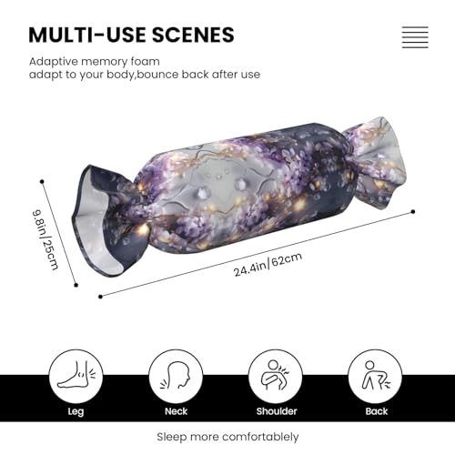 Oreiller cylindrique violet à fleurs pour voyage et bureau