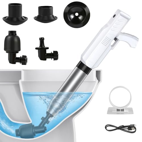 Dexmary Electric Toilet Plunger High-Pressure Air Plunger with 120 Anti-Splash & Type-C Charging Heavy-Duty Clog Remover for Toilet Sink Shower and Bathtub Drain Cleaning