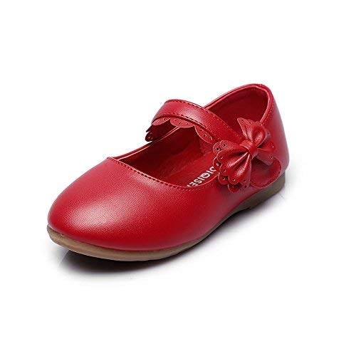 Cixi Maxu E-Commerce.Co.Ltd Girls Mary Jane Bow Side Strap Ballerina Flat,Red,Toddler,5.5M