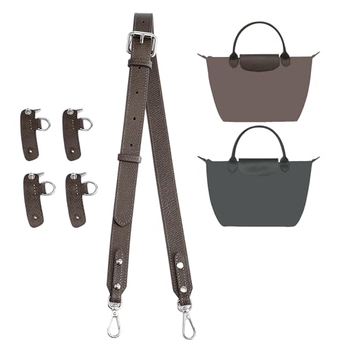Image of 4 Buckles Purse Strap Replacement Compatible with Longchamp S /M Bag, Anti-Slip Leather Bag Straps Conversion Kit, Handbags Crossbody Shoulder Strap Adjustable for Women(Earth Gray)