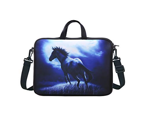 10-Inch Laptop Shoulder Sleeve Case and Tablet Bag for most 9.7\" 10\" 10.1\" 10.2\" Ipad/Notebook/eBook/Readers (blue horse)
