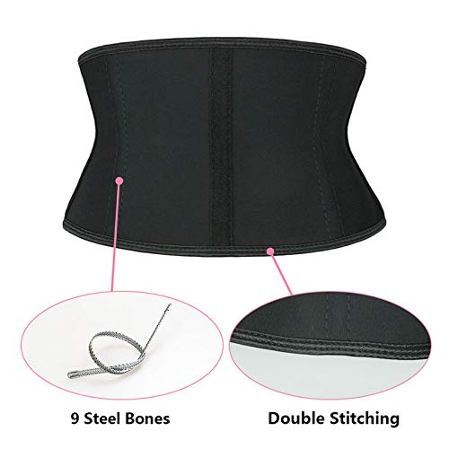 Atbuty Super Short Torso Waist Trainers Cincher Corset Tummy Shaper Slimming Latex Trimmer Girdle (Black (7'' Short Torso, 9 Steel Bones), M) #TOP5