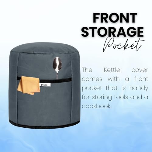 Image of Polyester Dust Cover for Glass Electric Kettle With Open Pocket Waterproof, Dustproof and Washable Easy to Clean, Universal Fit, Durable (Grey)