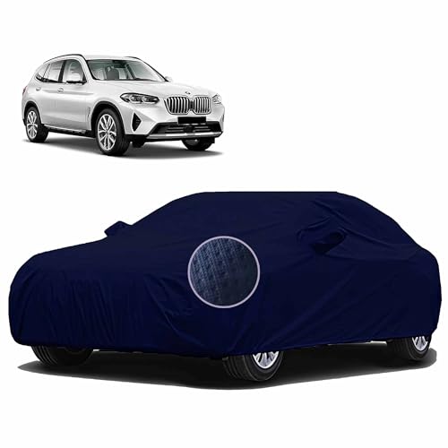 Sulfar 100% Waterproof Car Body Cover Compatible with Mirror for BMW X3 (Triple Stitched, Full Bottom Elastic, Blue-TB)