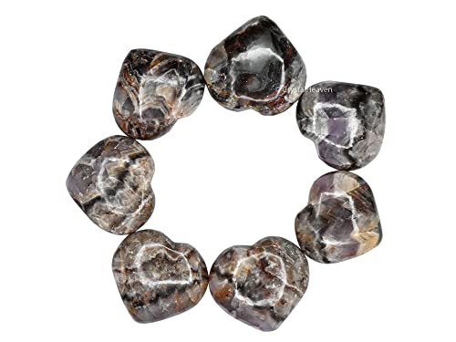 Image of Certified Amethyst Chevron Crystal Heart Palm Pebbles Stones for Anxiety Stress Relief Massage - AAA Grade Original Healing Gemstone Agate Heart Palm Stone for Yoga Meditation Spiritual