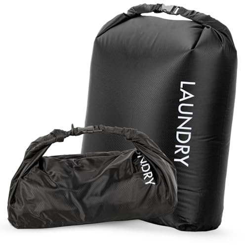 Travel Laundry Bag, Vacuum Compression Dirty Clothes Travel Bag Waterproof Wet Dry Bags Large Capacity Space Saver Bags Reusable Camp Clothes Organizer for Sports College Dorm Laundromat (1 Pcs )Black