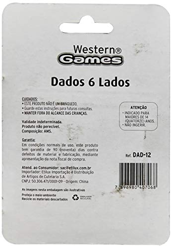 Dados 6 Lados 12 Peças, Western, Multicor, Pacote de 1