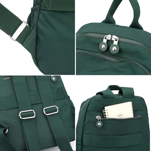 Image of Tanweibago Mini Nylon Women Backpacks,11L Small Ladies backpacks Casual Lightweight Women Shopping Travel Daypack (Dark Green)