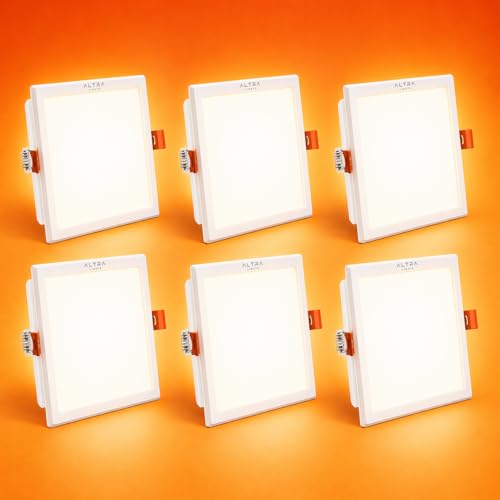 Image of 22W Recessed Square LED Panel Light | Trimless Slim Design | Polycarbonate Downlight for Home & Office False Ceiling Roof, Surface Light | Cool White, White Finish | Pack of 6