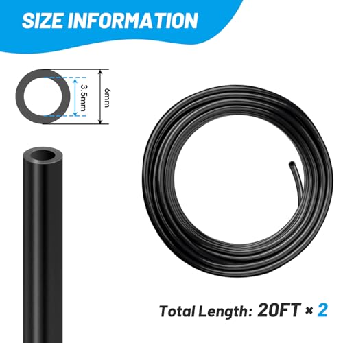 EcoBrisa 2Roll Boat Speedometer Pitot Tubing Universal Marine Boat Speedometer Pick-up Pitot PVC Tubing Black Food Grade PVC Hose Tube Pipe for Pump Transfer （3.5mm ID x 6mm OD, 20 Ft）
