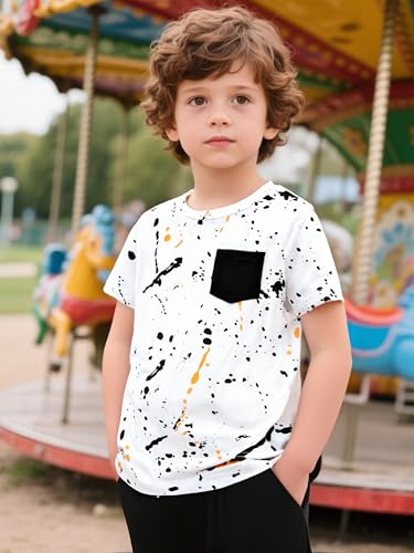 Image of Size 5-13 Years Boys Summer /Spring Outfits Set Short Sleeve T-Shirt & Pants Kids Boys Fall Fashion Clothes Sets