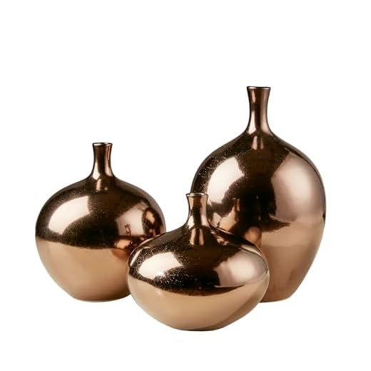 Handmade Ceramic Vase Set with Metallic Accent