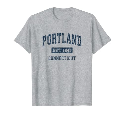 Portland Connecticut CT Vintage Diseño Deportivo Azul Marino Camiseta
