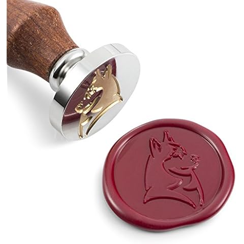 Mceal Wax Seal Stamp, Silver Brass Head with Wooden Handle, 1.2"(30mm) Dia, Pet Dog Series: Husky Cover
