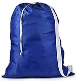 Shoulder Strap Laundry Bag - Drawstring Locking Closure, Durable Nylon Material, Large Capacity, Heavy Duty Stitching, Hands Free Carrying, Perfect for Laundromat or College Dorm. (Blue | 30' x 40')