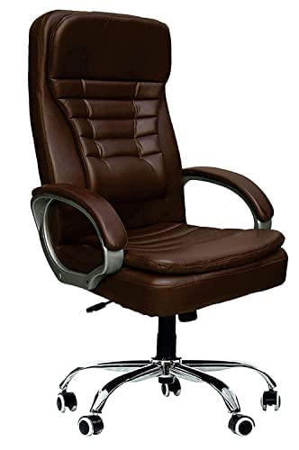 MA STUFF High-Back Imported Leather Home & Office Ergonomic Chair with Advanced Mechanism, Luxurious Seating & Arm-RestDesks Chair, Adjustable Chairs, Ergonomic Chairs(Brown)