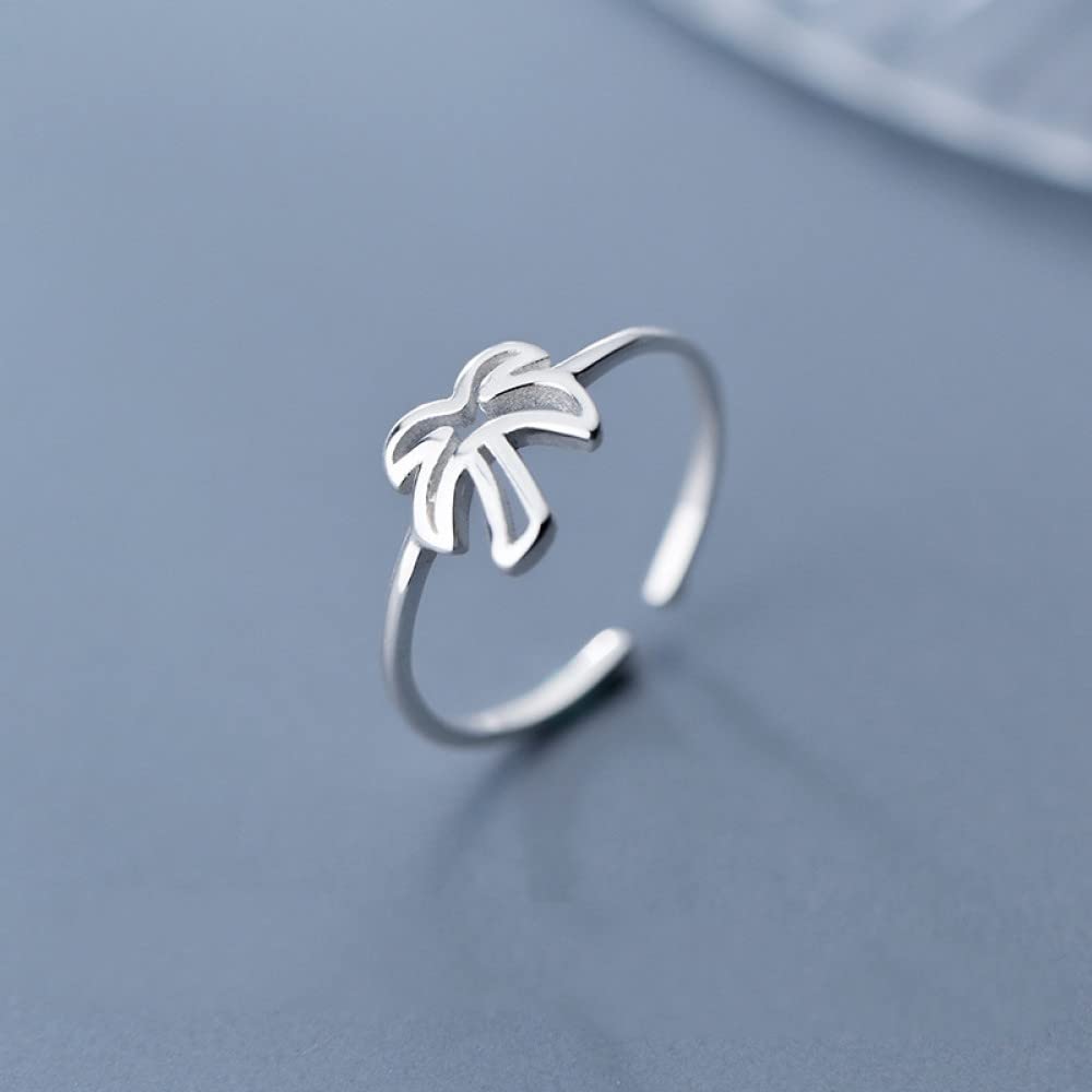 Anello In Argento Sterling 925,S925 Anello In Argento Sterling Con Albero Di Cocco Anelli Regolabili Piccolo Anello Aperto Fresco Argento Anello Per Il Pollice Anello Per L'Eternità Ciondolo Da Spo