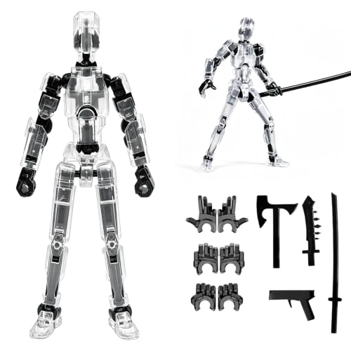 Image of DANONI Titan 13 Action Figure, Lucky Robot Action Figures,Creative 3D Printed Action Figure,Multi Jointed Action Figures Desktop Decorations for Kids Adult(Transparent-Assembly Completed)