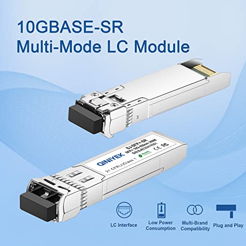 Image of 10GBase-SR SFP+ Transceiver,10G Multi-Mode SFP+ LC Module 850nm,up to 300 m,Compatible with Cisco SFP-10G-SR, Unifi UF-MM-10G, Meraki MA-SFP-10GB-SR,Fortinet,Mikrotik,Netgear,Supermicro(Pack of 1)