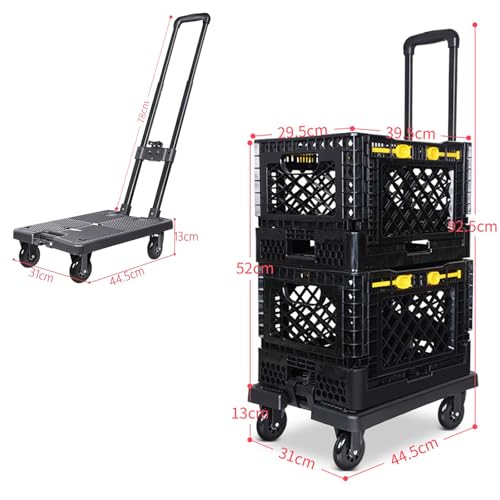 Faltbarer Allzweckwagen mit Aufbewahrungsboxen - Faltbarer Einkaufswagen für Transport Umzug und Lebensmitteleinkauf Hohe Tragfähigkeit und Tragbar – Bild 3