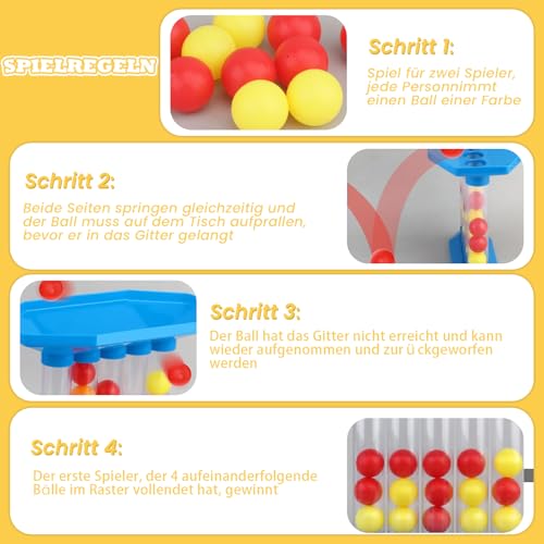 PKKP Bouncing Ball Tischspiel, 2024 Neues Bounce Off Game, 4 Shots Desktop Bouncing Toy, Jumping Ball Tabletop Ping Pong Spielballspiel, Familie Freunde Party Spiele für Kinder Erwachsene