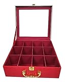 ADEENA Caja de brazalete de alta calidad, caja de tocador, con asa y 2 cerraduras, (capacidad de más de 300 brazaletes), color rojo
