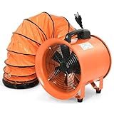 DWVO 12 Inch Utility Blower Exhaust Fan, Extractor Fans High Velocity, Portable Ventilation Fan with 16FT (5M) Ventilator Duct Hose for Industrial Use, Paint Booths, and Workshops