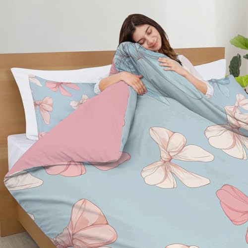 Housse de couette 200x200cm parure de lit réversible microfibre bleu clair - 6