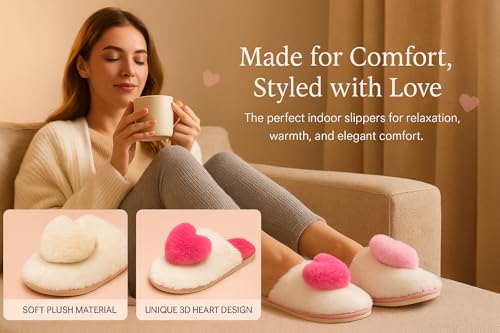 Pantuflas de pelo sintético suave con relieve de corazón A2Z de mujer 2