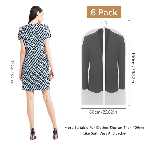CNMTCCO Transparent Dustproof Suit Covers Set of 6, 60 x 100 cm Dustproof Rain Resistant Suitable for Storage and Protection of Dresses Jackets and Evening Shirts - Image 4