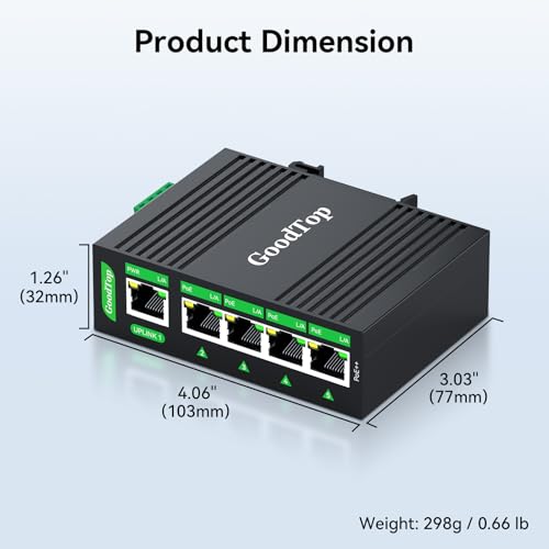 Image of Industrial 5-Port Full Gigabit PoE++ Switch,4-Port BT 90W,1-Port Uplink,Wide Temperature,3-Level PoE Cascade,DIN-Rail Hardened PoE Switch for PTZ Camera /Wireless AP /IoT