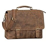 STILORD 'Dorian' Große Aktentasche Leder Herren Vintage Businesstasche zum Umhängen mit 15.6 Zoll Laptop-Fach Trolley Aufsteckbar, Farbe:aneto - braun