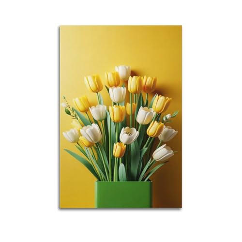 Tableau moderne bouquet de tulipes décoration murale suspendre haut de gamme