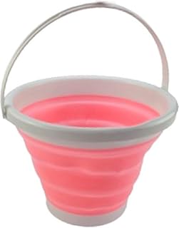 Cubo plegable sin tapa, 3 litros, rosa, pequeño cubo de limpieza