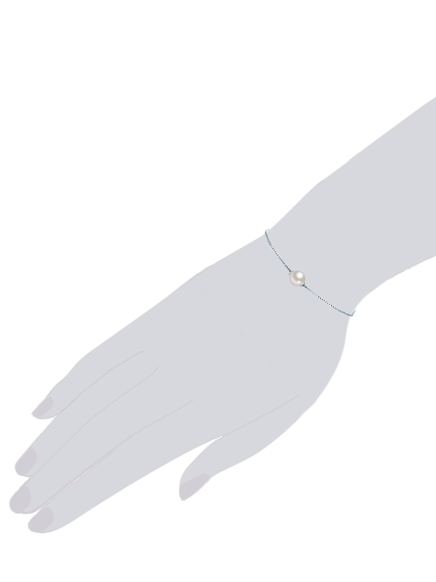Valero Pearls Damen Armband 925/- Sterling Silber | rhodiniert, Venezianerarmband, Süßwasser-Zuchtperle, ca. 8,0 - 9,0 mm, weiß, rund, Zugverschluss