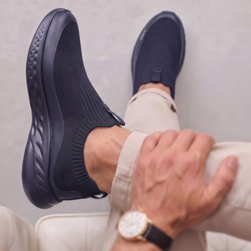 Image of Yoho Men Walking Slip On Shoes | Cushioned, Comfortable, Orthopedic, Lightweight & Breathable Knitted Stretchable Upper | Every Day Casual Wear without Lace, Stylish Footwear for Gents /Boys - UrbanEazyX