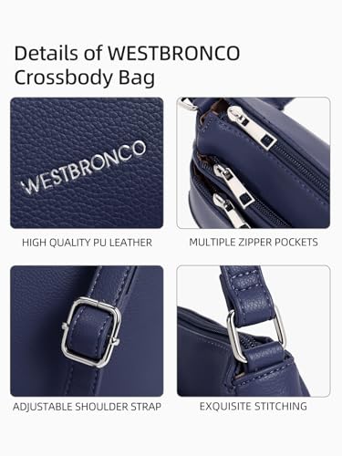 Image of WESTBRONCO Crossbody Bags for Women, Medium Size Shoulder Handbags, Satchel Purse with Multi Zipper Pocket