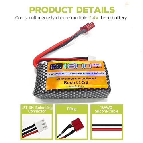 sea jump 7.4V 35C 1800mah Lithium Battery with Charging Wire for WLTYOS K929-B A959-B 12401 12402 12403 12404 12423 12428 144001 1/18 1/14 1/12 RC Remote Control Toy Car Battery