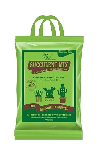 Image of S.J. Organics 100% Organic Succulent and Cactus Potting Soil Mix- 20 kg Premium Potting Mix with Perlite, Well-Drained & Aerated, Ideal for Succulents, Cacti, Root Growth | Succulent Soil Mix